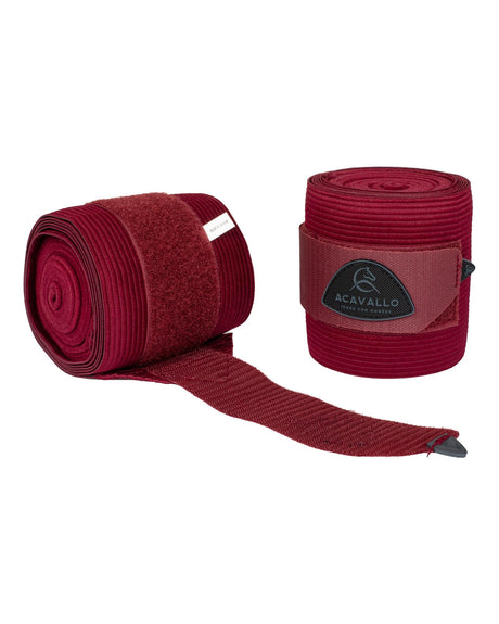 Acavallo Elasticated Exercise Bandages Fleece #colour_burgundy