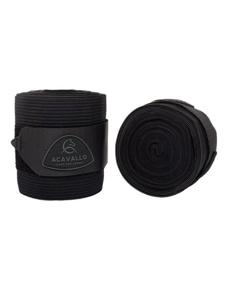 Acavallo Elasticated Exercise Bandages Fleece #colour_black