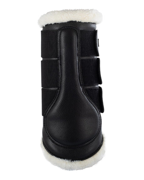 Acavallo Hind Brushing Boots Faux Sheepskin & Triple Hook-And-Loop Closure #colour_black