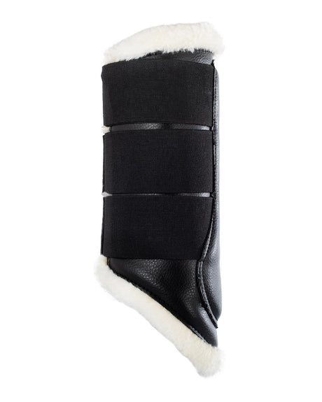 Acavallo Hind Brushing Boots Faux Sheepskin & Triple Hook-And-Loop Closure #colour_black