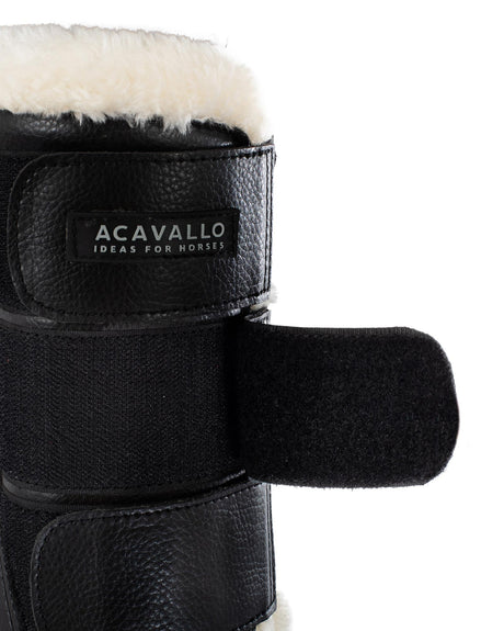 Acavallo Hind Brushing Boots Faux Sheepskin & Triple Hook-And-Loop Closure #colour_black