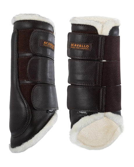 Acavallo Hind Brushing Boots Faux Sheepskin & Triple Hook-And-Loop Closure #colour_brown