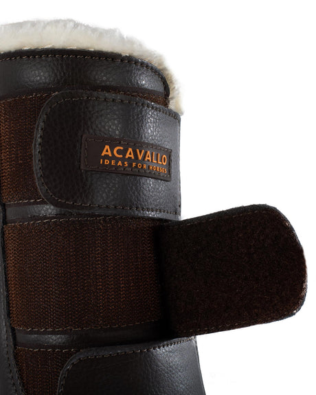 Acavallo Hind Brushing Boots Faux Sheepskin & Triple Hook-And-Loop Closure #colour_brown