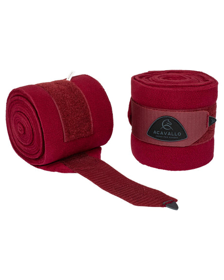 Acavallo Fleece Exercise Bandages Hook-And-Loop Closure Fastening #colour_burgundy