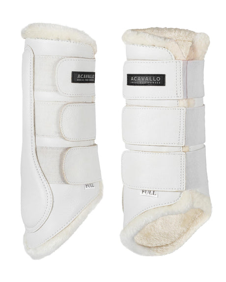 Acavallo Hind Brushing Boots Faux Sheepskin & Triple Hook-And-Loop Closure #colour_white