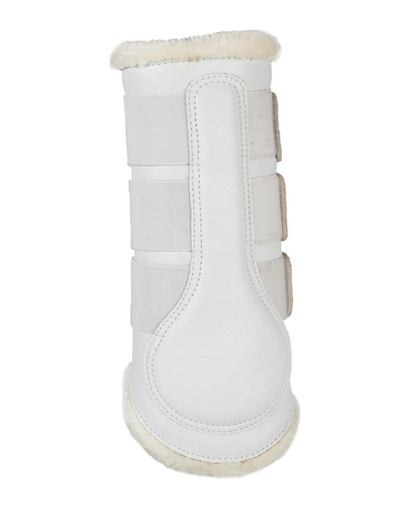 Acavallo Hind Brushing Boots Faux Sheepskin & Triple Hook-And-Loop Closure #colour_white