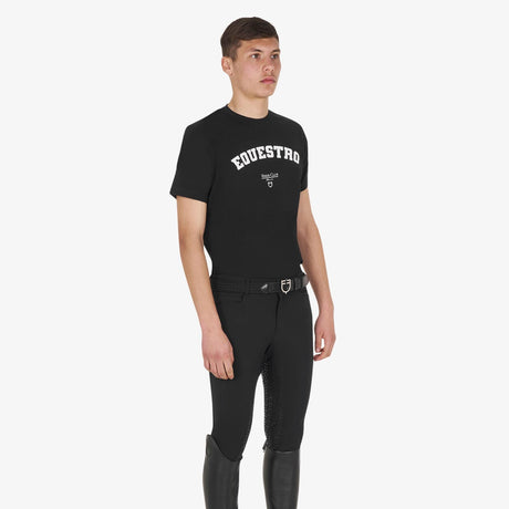 Equestro Men's Horse Club Cotton T-Shirt #colour_black