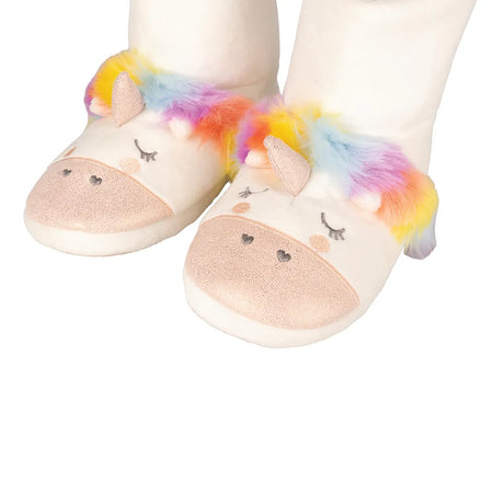 Unicorn Boot Slippers by Little Rider #colour_white-rainbow