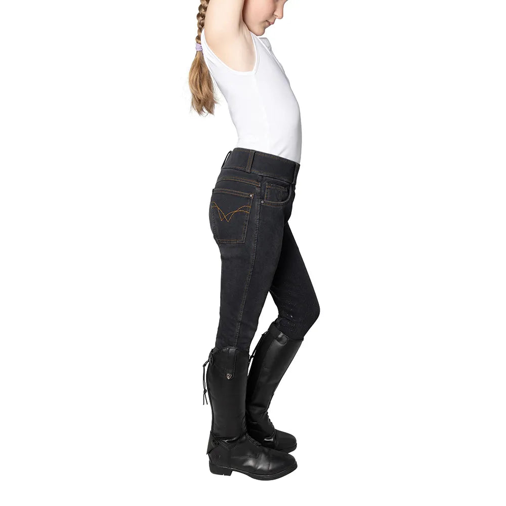 Hy Equestrian Elevate Mizs Style Denim Breeches #colour_black