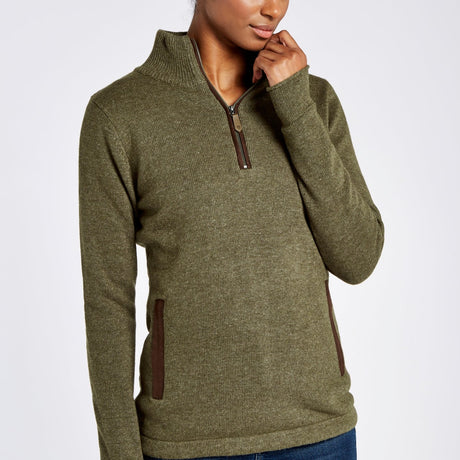 Dubarry Womens Morrisey Zip Neck Sweater #Colour_dusky-green