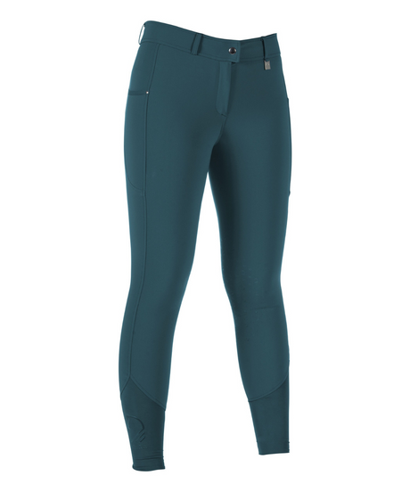 HKM Ladies Silicone Knee Patch Breeches -Livigno- #colour_deep-green