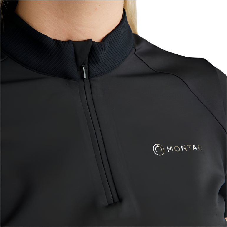 Montar MoZira Refined Shortsleeved Quarter Zip Polo #colour_black