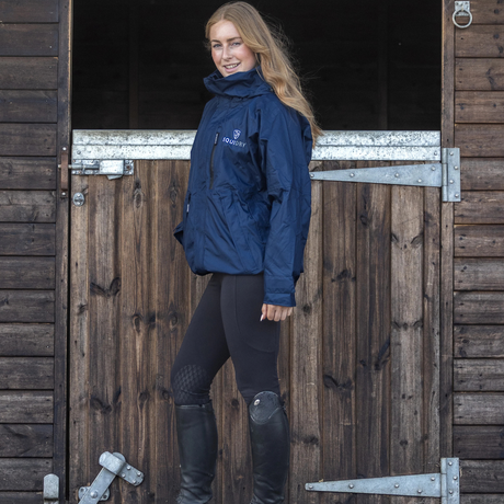 EQUIDRY Women's Shortie Mesh Lining Mac #colour_navy