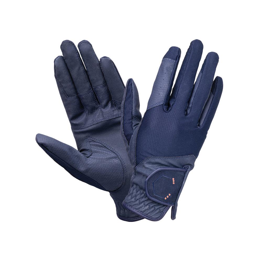 Coldstream Next Generation Blakelaw Diamante Riding Gloves #colour_navy-rose-gold
