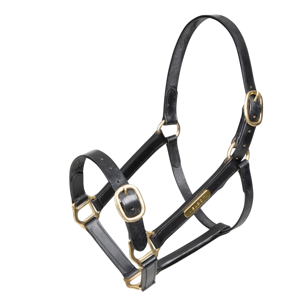 Shires Velociti GARA Fully Adjustable Leather Headcollar #colour_black