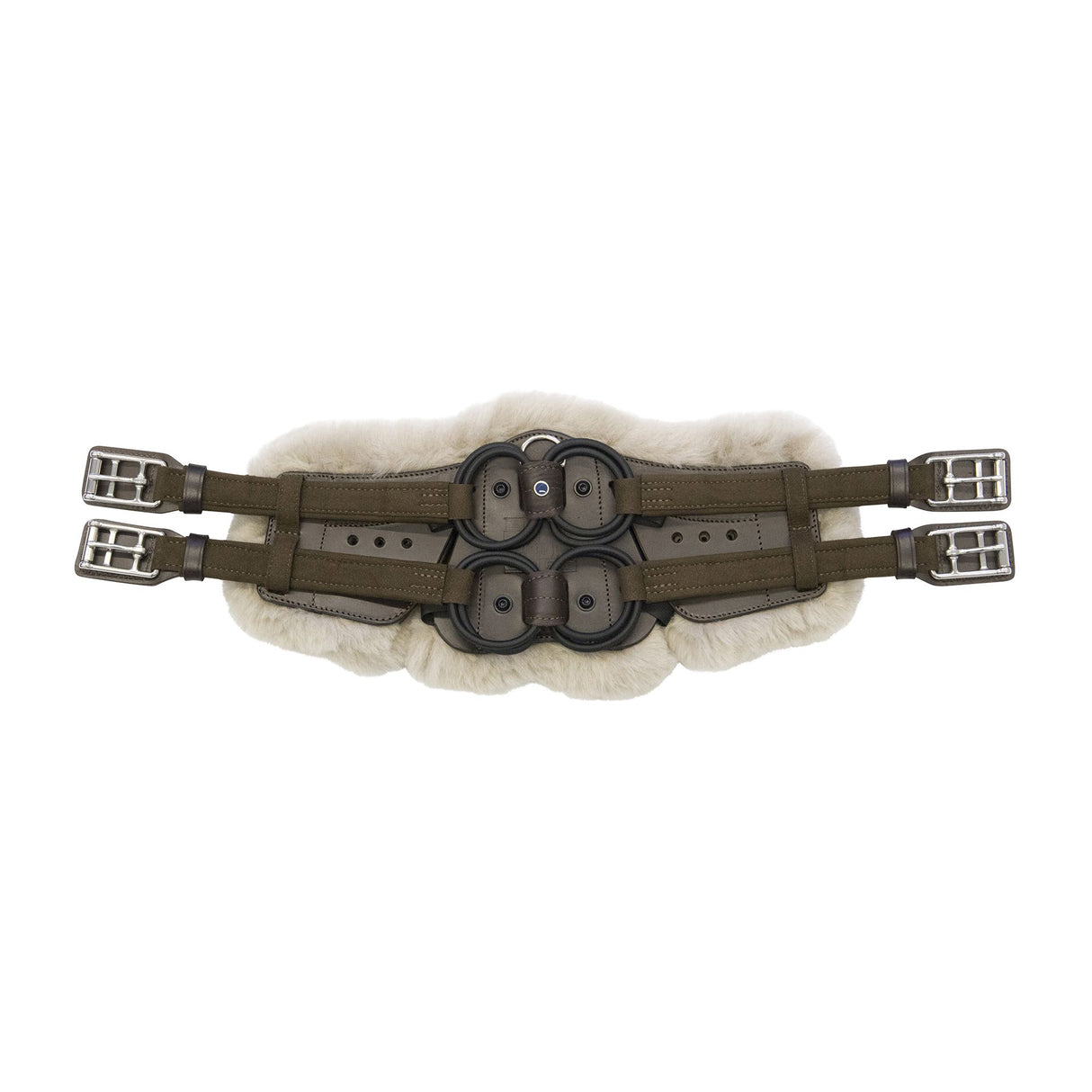 Stubben Equi-Soft® Saddle Girth with Cover - Ebony #colour_lambskin-beige-brown