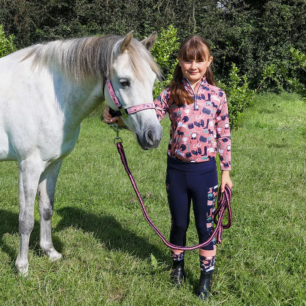 Pony Passion Head Collar & Lead Rope Set by Little Rider #colour_navy-blush