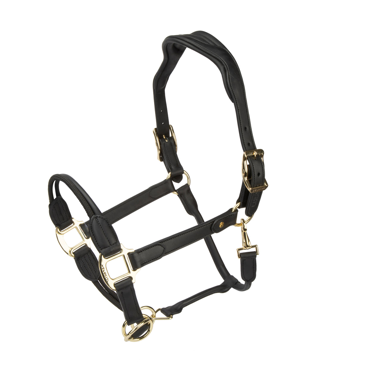 Shires Velociti Lusso Soria Leather Headcollar #colour_black