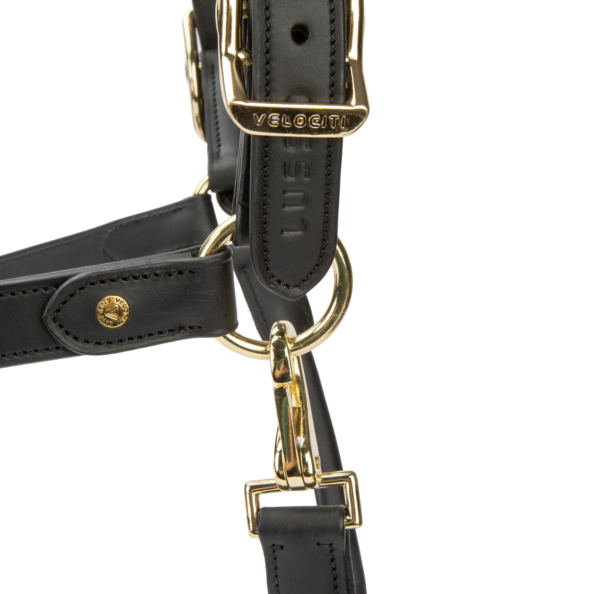 Shires Velociti Lusso Soria Leather Headcollar #colour_black