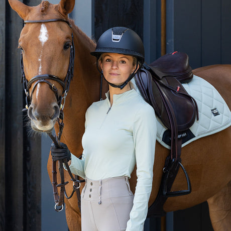Woof Wear Ladies Long Sleeve Tech Riding Shirt #colour_sage-green