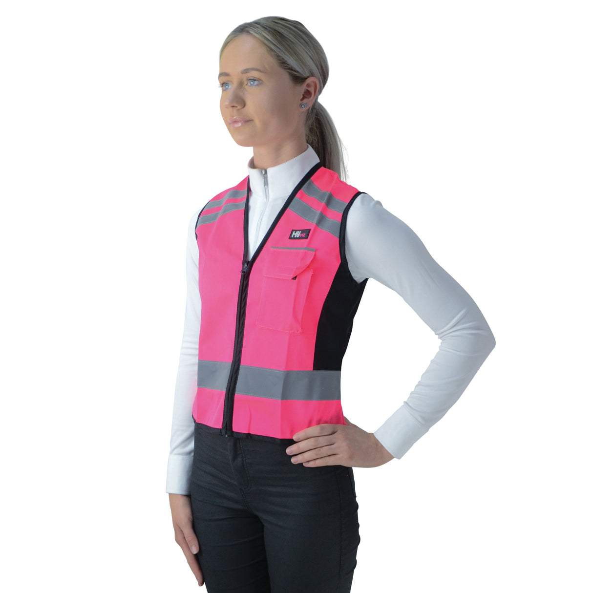 HyVIZ Waistcoat - Please Pass Wide & Slow #colour_pink-black