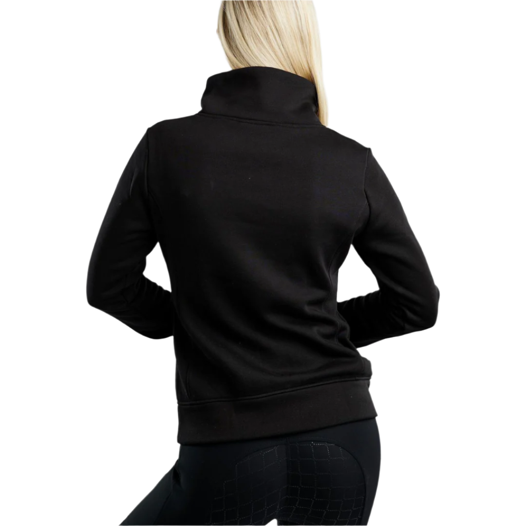 Montar MoNaja High Collar Sweatshirt with Gun Metal Crystal Logo #colour_black