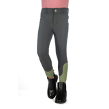 HKM Children's Silicone Full Seat Riding Breeches -Claire- #colour_grey-green