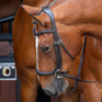 Shires Velociti RAPIDA Ergonomic Curved Cavesson Bridle #colour_havana