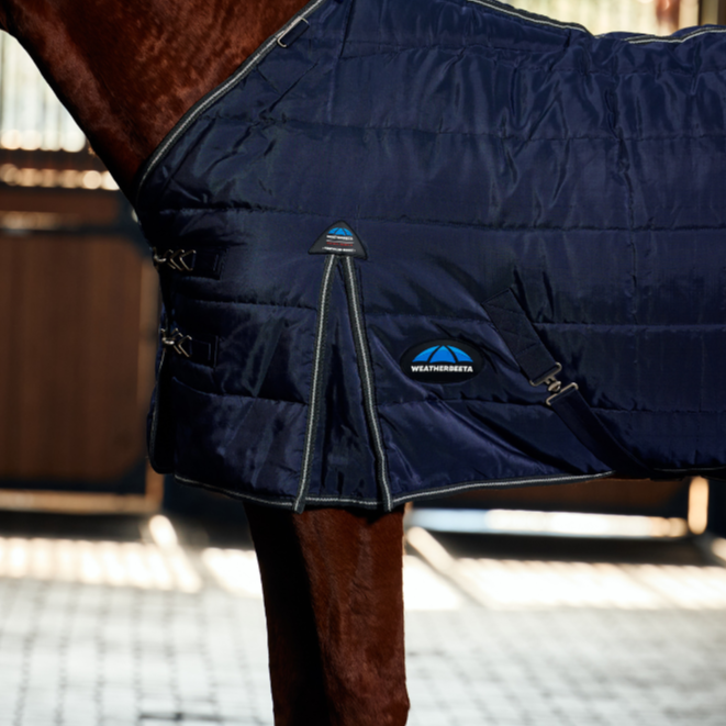 Weatherbeeta Comfitec PP Channel Quilt 220G Detach-A-Neck Stable Rug #colour_navy-charcoal