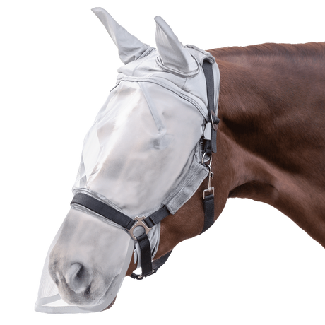 Waldhausen Premium Fly Mask, with Ear and Nose Protection #colour_silver-grey