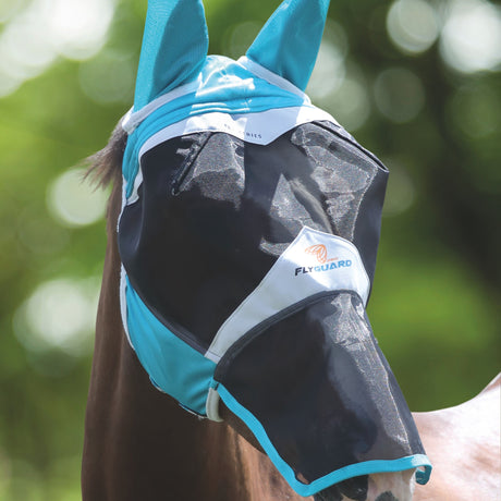 Shires FlyGuard Pro Fine Mesh Fly Mask With Ears & Nose #colour_teal