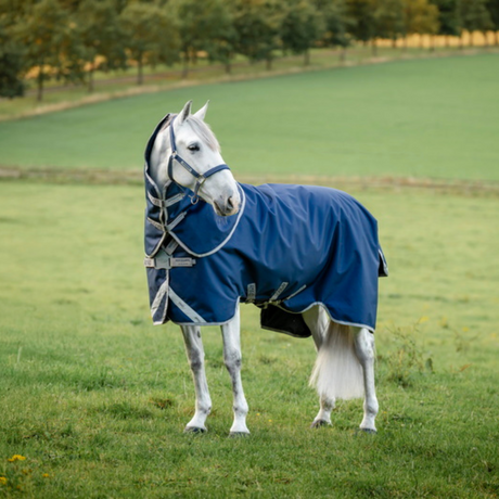 Horseware Ireland Amigo 1200D FieldSafe Plus 100g Turnout Rug #colour_navy-titanium-grey-silver