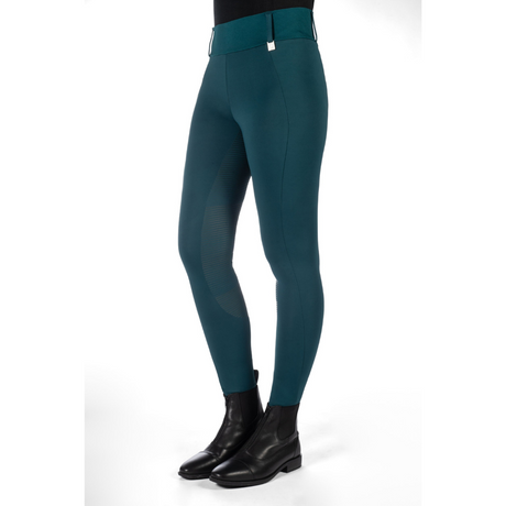 HKM Women's Silicone Full Seat Riding Tights -Livigno- #colour_deep-green