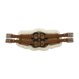 Stubben Equi-Soft® Short Saddle Girth with Cover - Tobacco #colour_lambskin-ecru-white