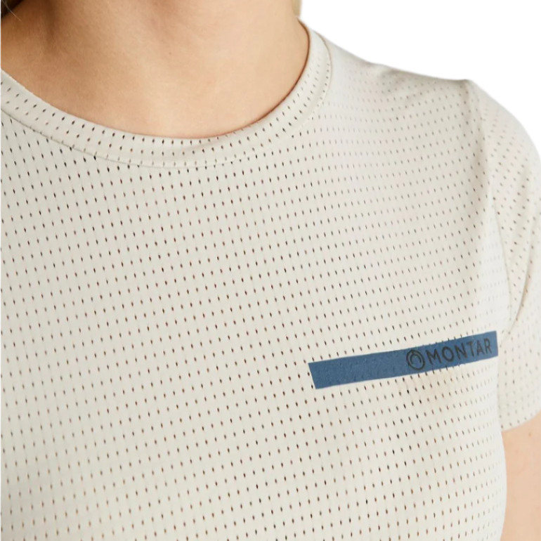 Montar MoStella Mesh Tee with Contrast Stated Logo Print #colour_light-silver-grey