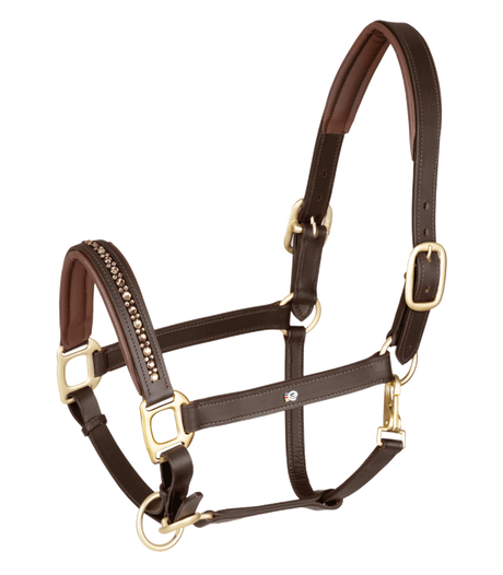 Waldhausen X-Line Leather Halter Crystal #colour_brown-gold