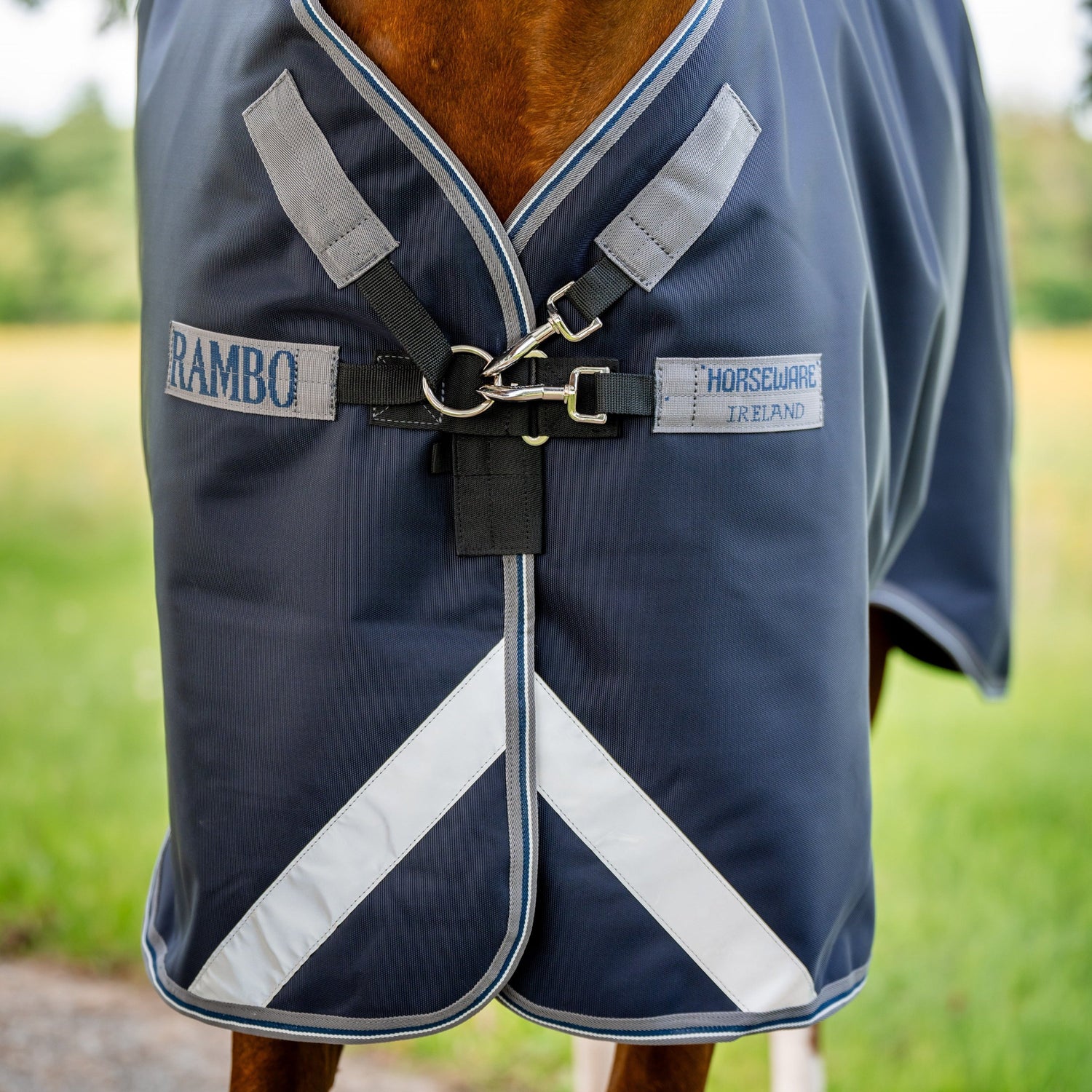 Horseware Ireland Rambo Supreme 1680D Turnout Vari-Layer 450g #colour_navy-thunderstorm-grey-silver