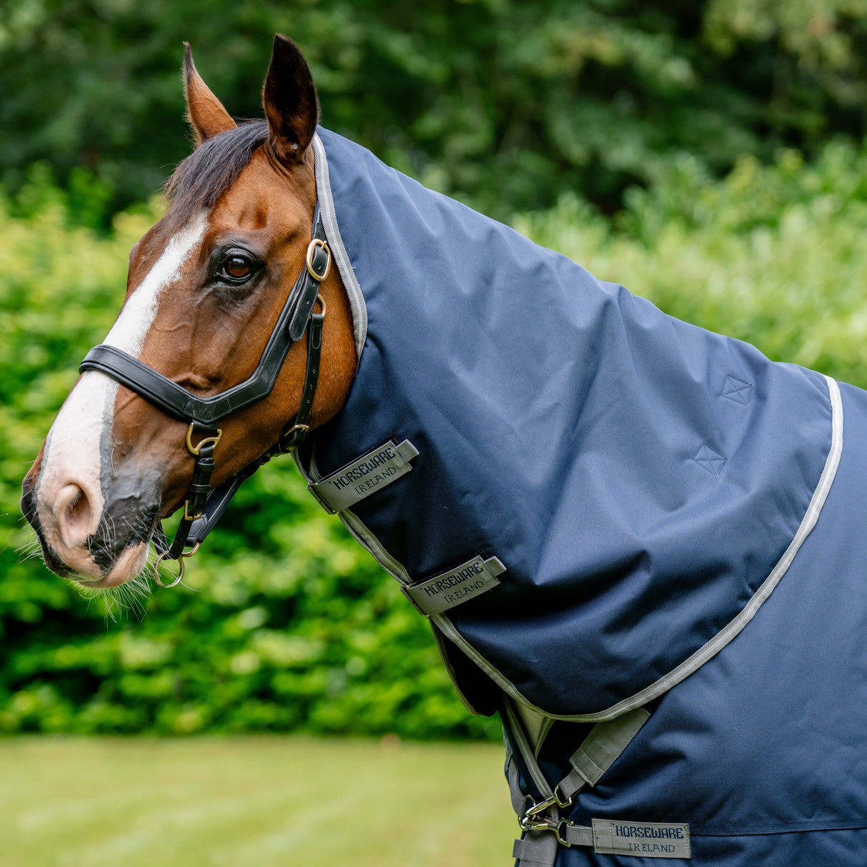 Horseware Ireland Amigo XL Neck Cover 150g #colour_navy-titanium-grey-silver