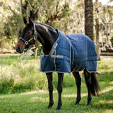 Horseware Ireland Rambo Optimo Stable Rug Medium 200g #colour_navy-thurderstorm-grey-silver