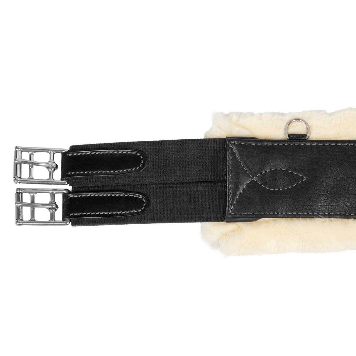 Acavallo Jumping Stud Guard Girth Removable Faux Sheepskin #colour_black
