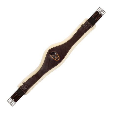 Acavallo Jumping Girth Leather & Removable Faux Sheepskin #colour_brown