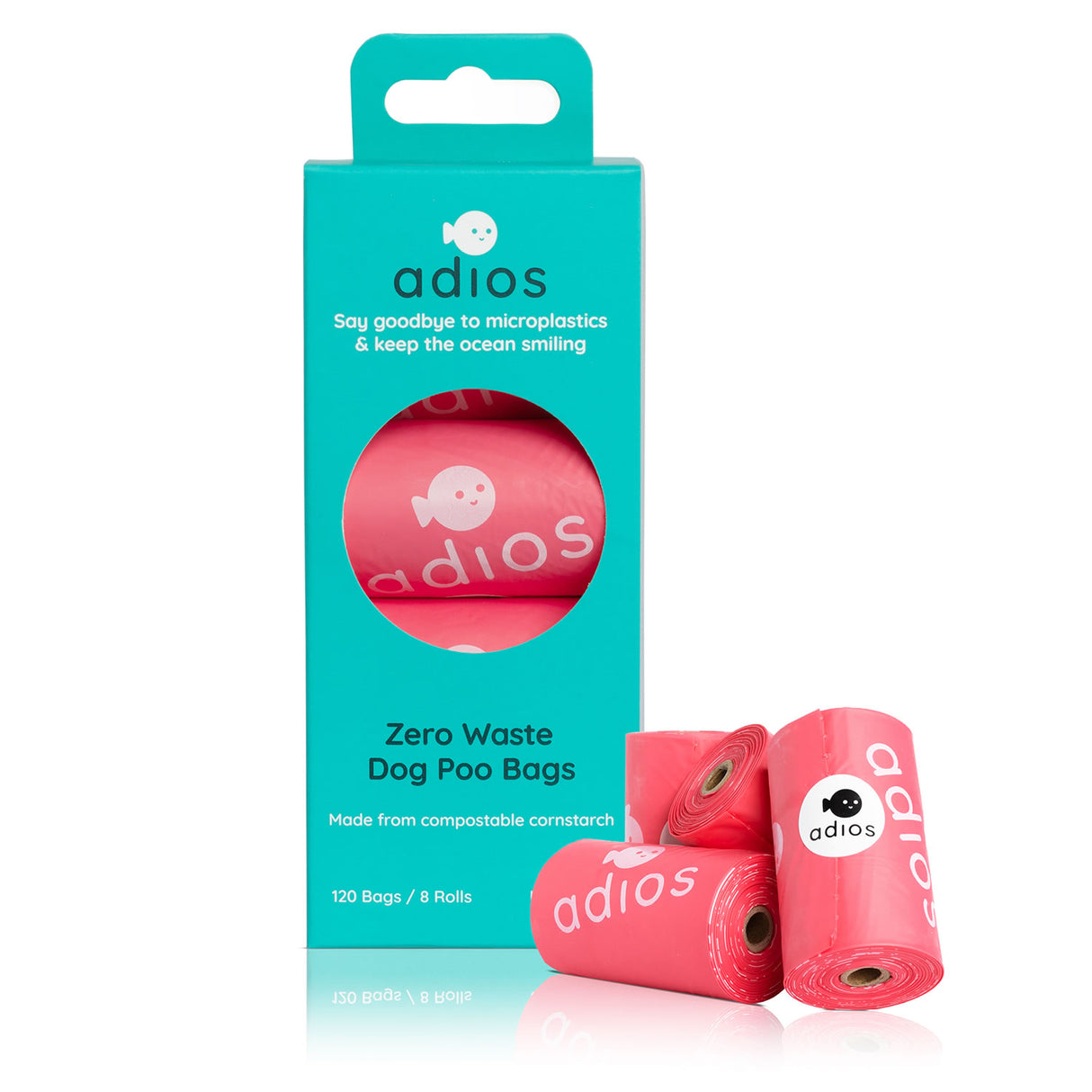 Adios Non Handle Poo Bags - 120 bags #colour_hot-pink