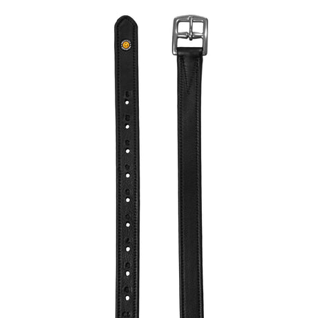 Equestro Leather Stirrup Leathers With Numbered Holes #colour_black