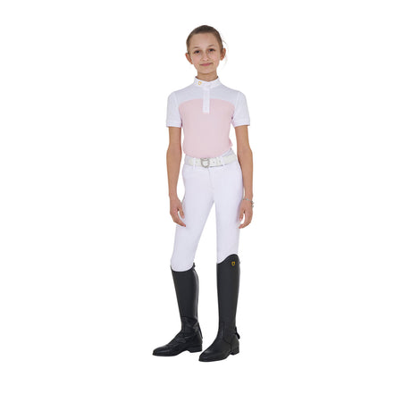 Equestro Girls' Slim Fit Competition Polo Shirt With Perforated Fabric #colour_pink