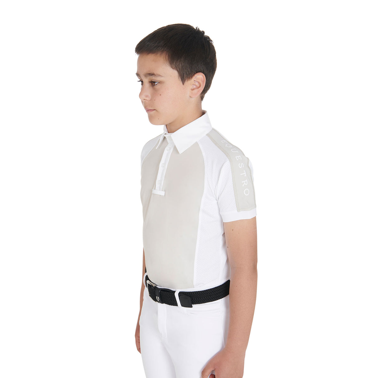 Equestro Boys' Slim Fit Competition Polo Shirt Four-Buttons #colour_grey