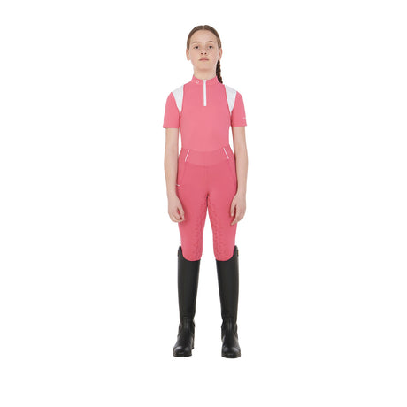 Equestro Girls' Slim Fit Grip Leggings With Logo #colour_fucsia 