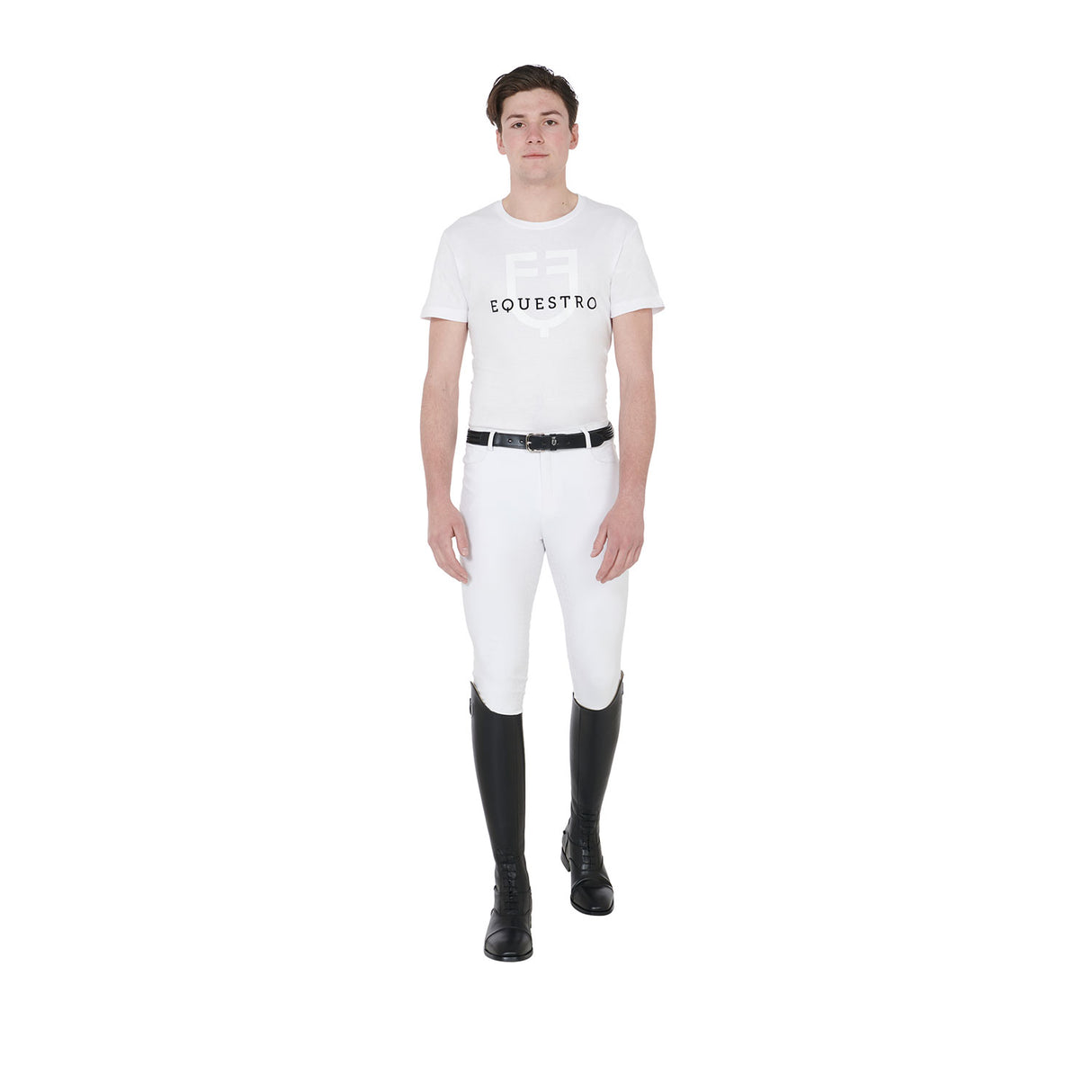 Equestro Men's Slim Fit T-Shirt With Logo On The Chest #colour_white