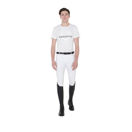 Equestro Men's Slim Fit T-Shirt With Logo On The Chest #colour_white
