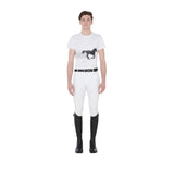 Equestro Men's Slim Fit T-Shirt With Race Horse #colour_white