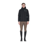 Equestro Men's Stretch Fabric Down Jacket Silicone Patch #colour_black